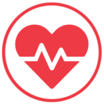 Red Heart Icon with Pulse Rate Sensor