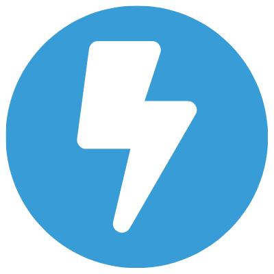 blue circular lightning bolt icon representing energy