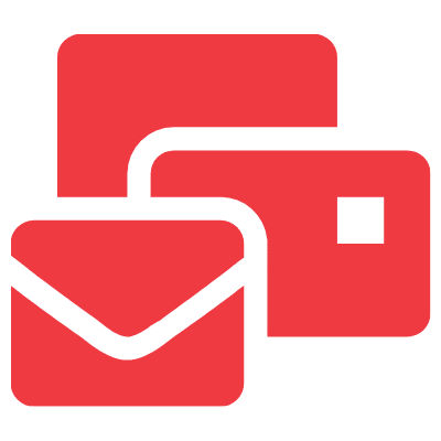 red icon representing three pieces of mail