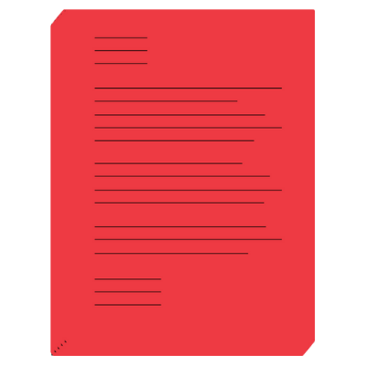 rectangular red icon representing text on a piece of paper