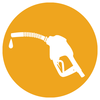 oil icon orange yellow circular icon of gas pump nozzle representing oil