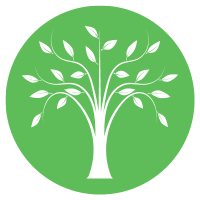 green circular icon of a tree