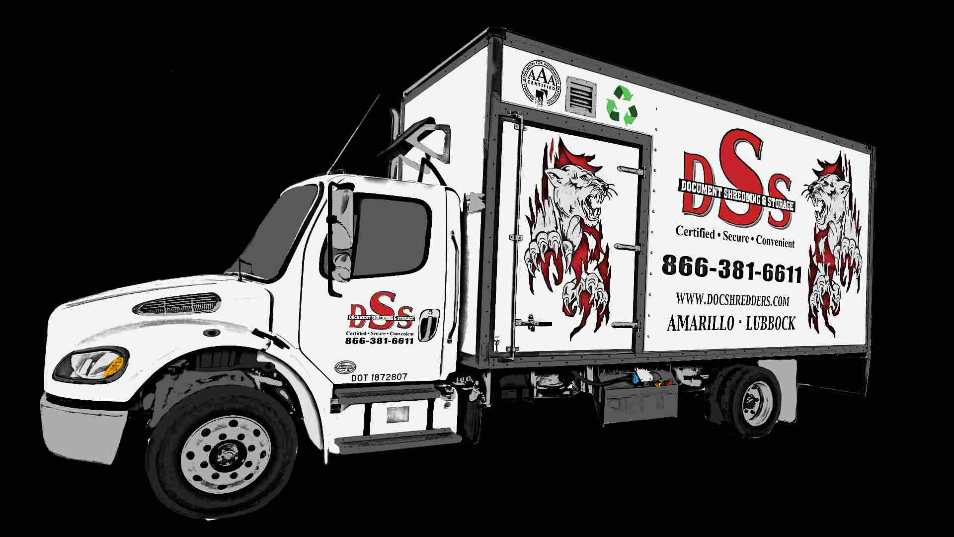DSS-truck-mobile-shredding An infographic view of a Document Shredding & Storage Truck in Lubbock, TX