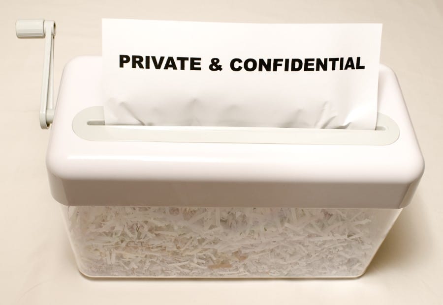 A single shredder used for private medical records.